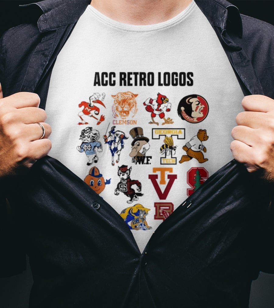 ACC Retro Logos Clemson WF VT VC T-Shirt