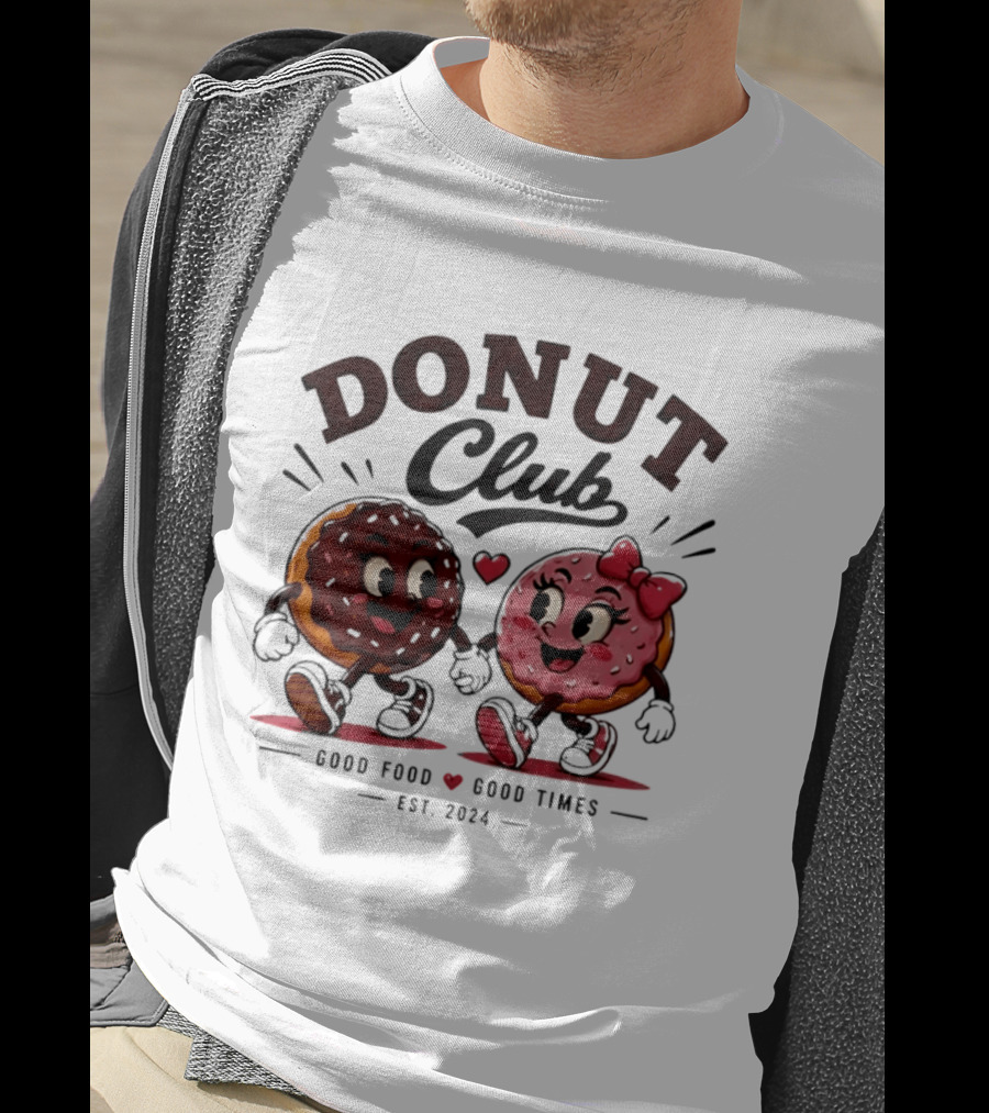 Donut Club Good Food Good Times Est 2024 Cartoon Characters T-Shirt
