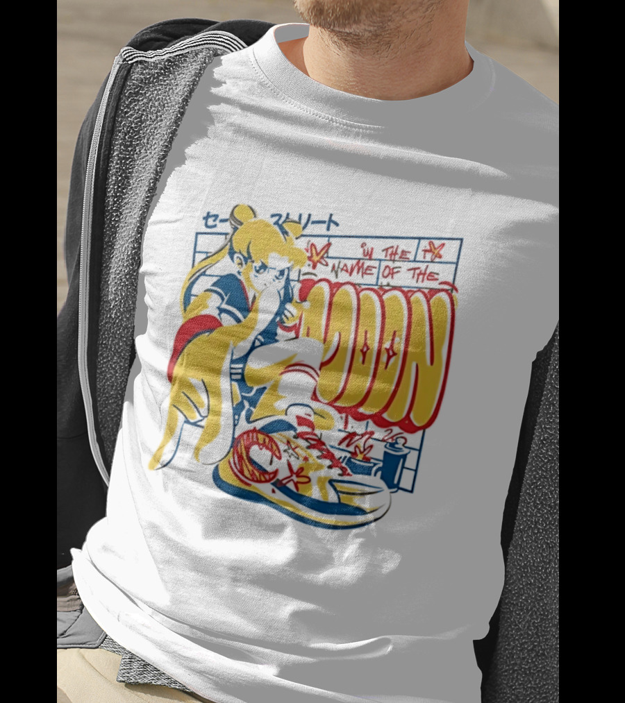 Sailor Moon Urban Scout In The Name Of The Moon Graffiti Style Sneakers T-Shirt