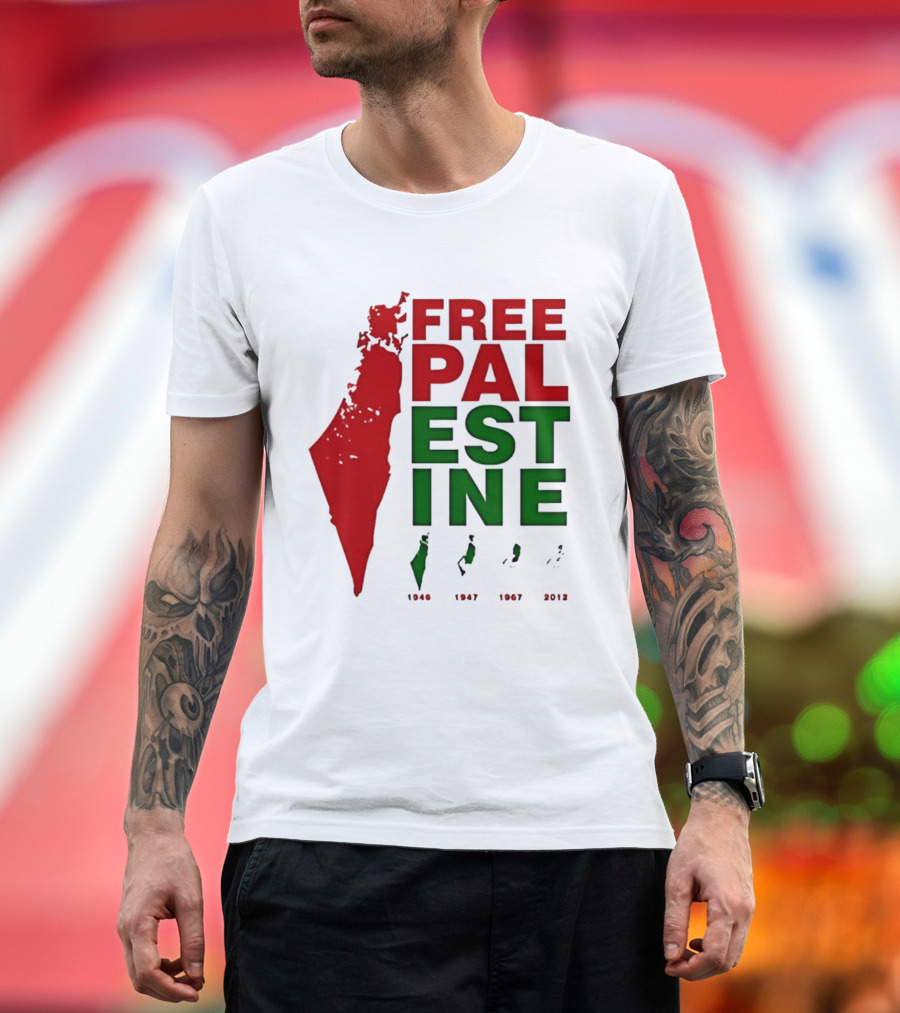 Free Palestine 1946 1947 1967 2012 Map T-Shirt