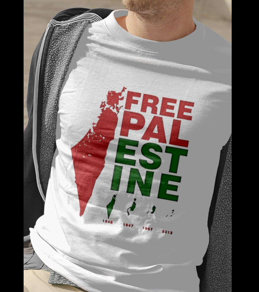 Free Palestine 1946 1947 1967 2012 Map T-Shirt