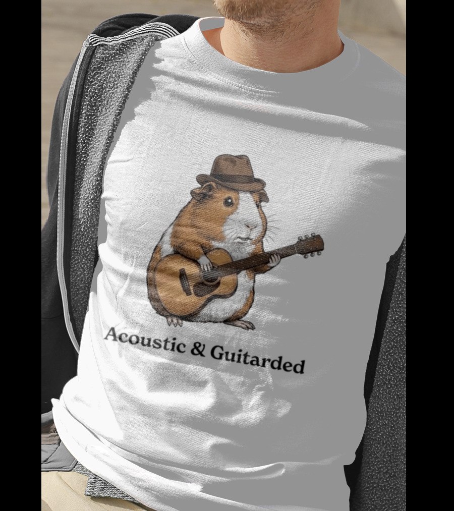 Guinea Pig With Guitar And Hat Acoustic Guitarded T-Shirt