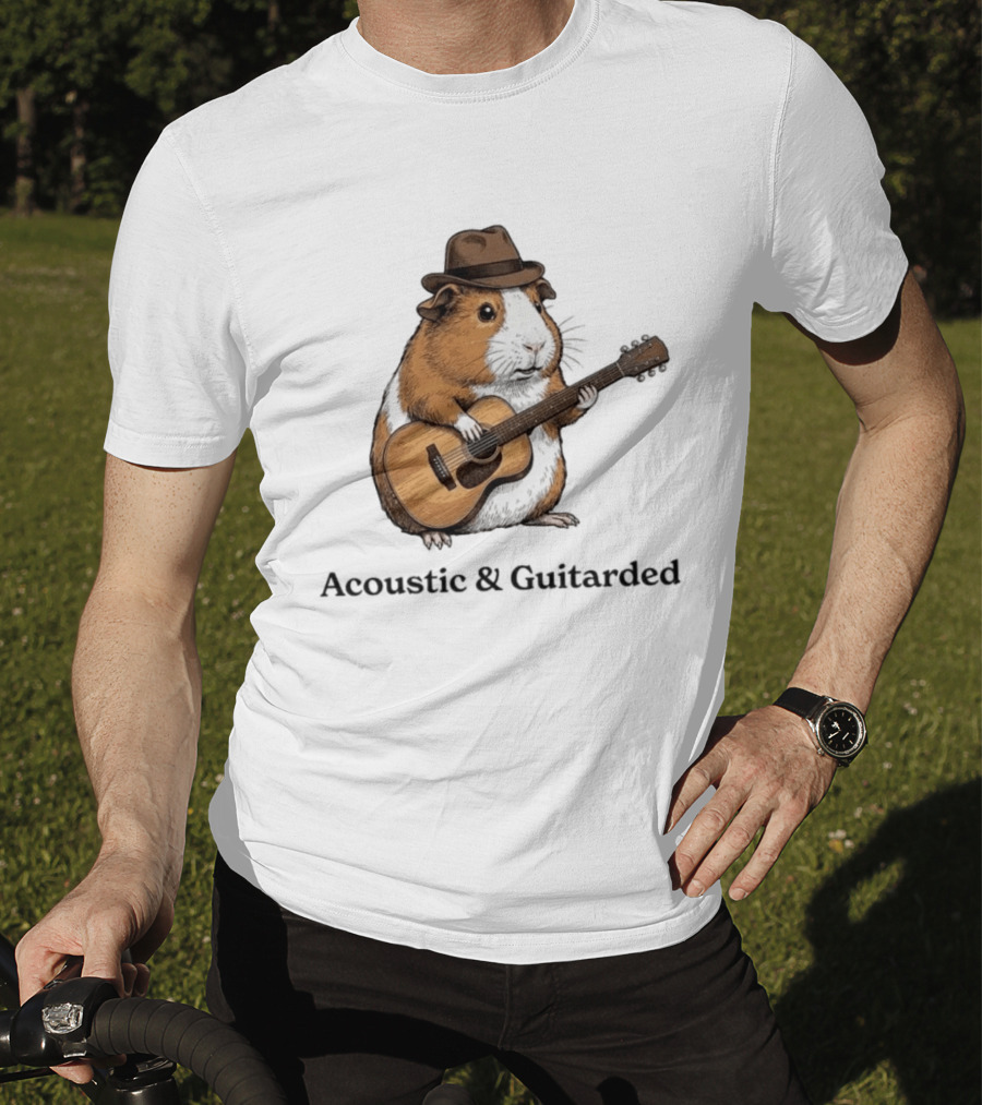 Guinea Pig With Guitar And Hat Acoustic Guitarded T-Shirt