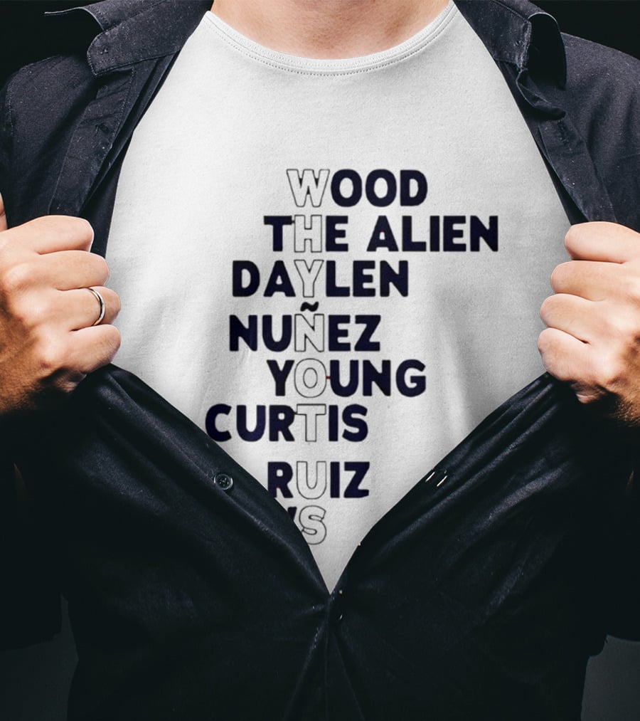 Washington Baseball Players Wood The Alien Daylen Nuñez Young Curtis Ruiz Crews Why Not Us T-Shirt
