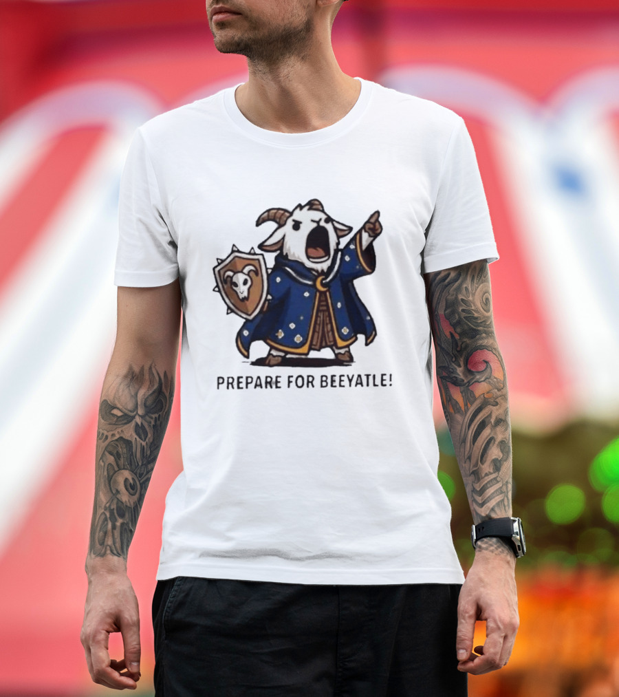 Wizard Goat Prepare For Beeyatle Fantasy Battle Mage Cloak Shield T-Shirt