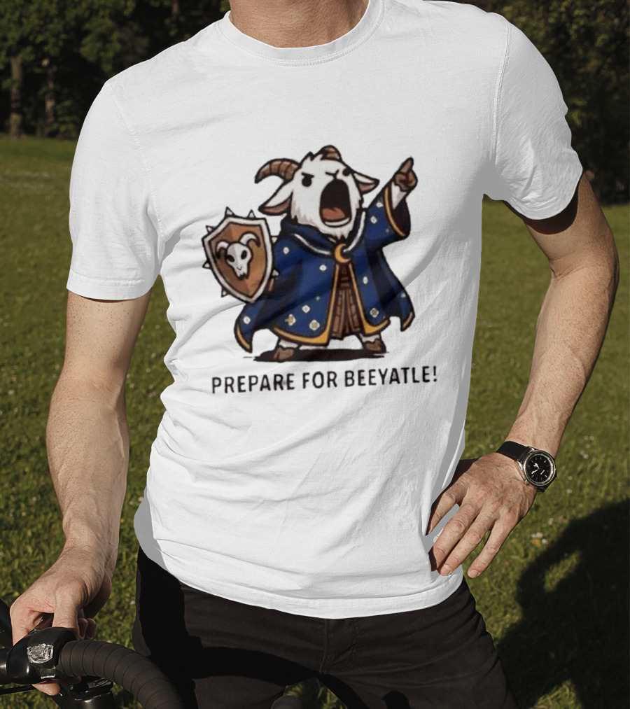 Wizard Goat Prepare For Beeyatle Fantasy Battle Mage Cloak Shield T-Shirt