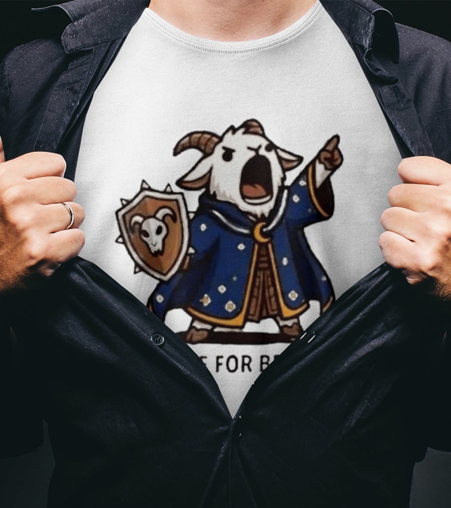 Wizard Goat Prepare For Beeyatle Fantasy Battle Mage Cloak Shield T-Shirt