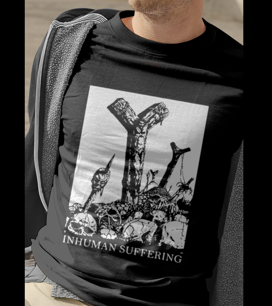 Death Metal Black Metal Extreme Metal Gothic Inhuman Suffering Skulls Swords T-Shirt