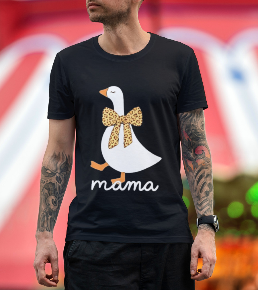 Leopard Bow Goose Mama Cute Animal Print T-Shirt