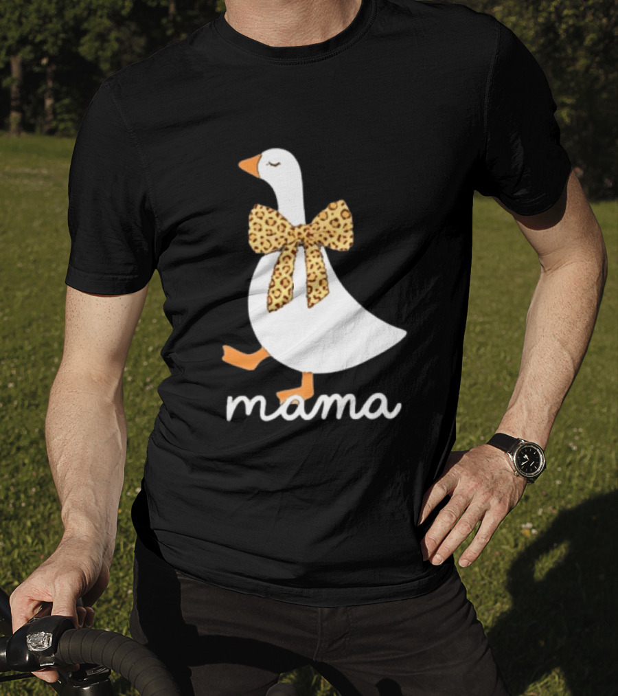 Leopard Bow Goose Mama Cute Animal Print T-Shirt