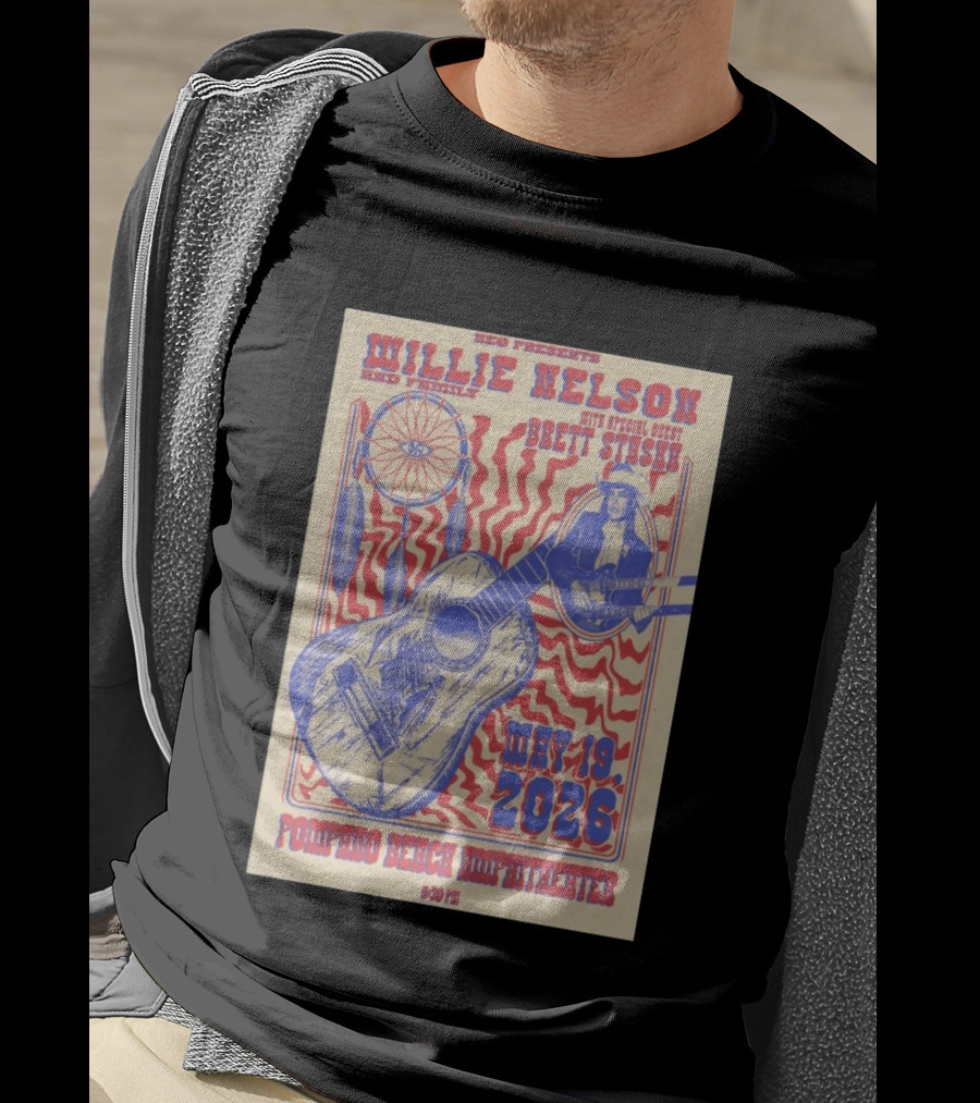 Willie Nelson Brett Stiesch Pompano Beach Amphitheater May 19 2026 T-Shirt