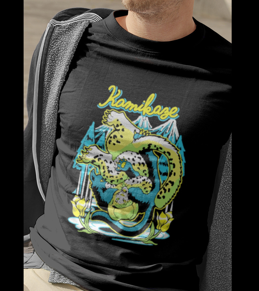 Kamikaze Dragon With Mountain And Lotus T-Shirt