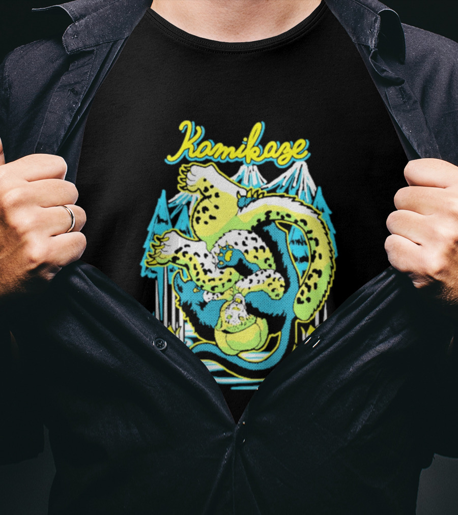 Kamikaze Dragon With Mountain And Lotus T-Shirt