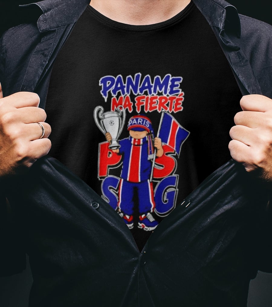 Paname Ma Fierté PSG Paris Trophy Flag Celebration T-Shirt