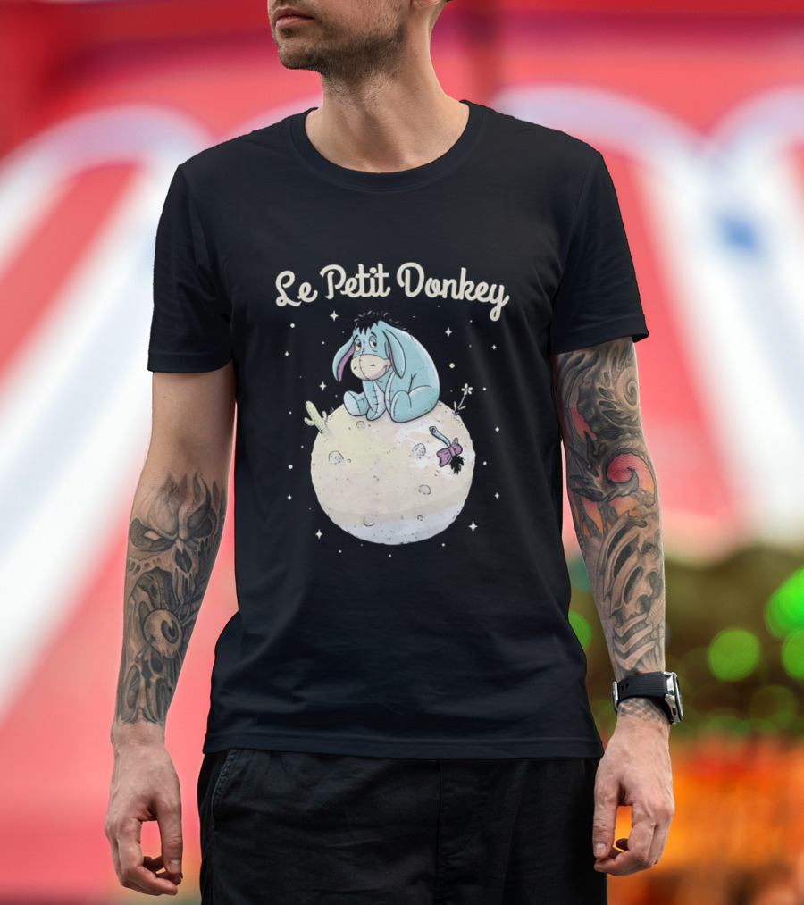 Le Petit Donkey Eeyore Sitting On Moon With Stars T-Shirt