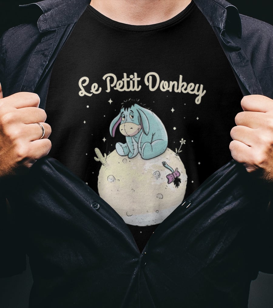 Le Petit Donkey Eeyore Sitting On Moon With Stars T-Shirt
