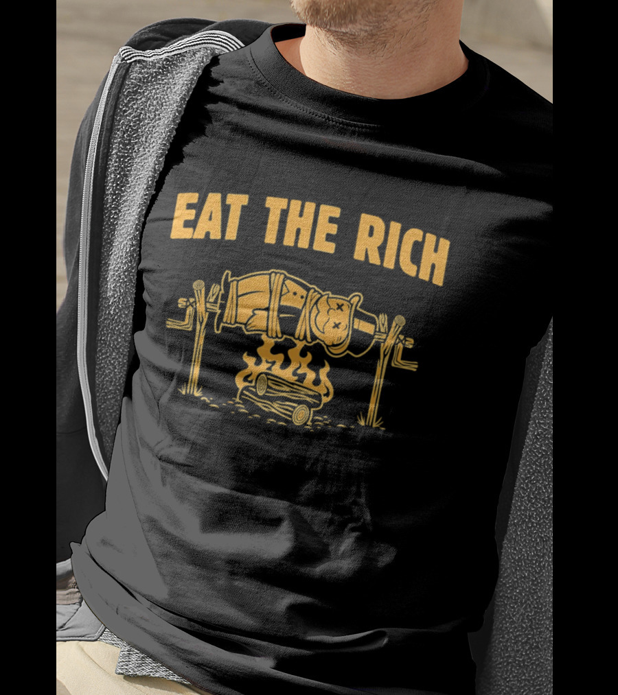 Rich Uncle Pennybags Eat The Rich Spit Roasted Humor Monopoly Man T-Shirt
