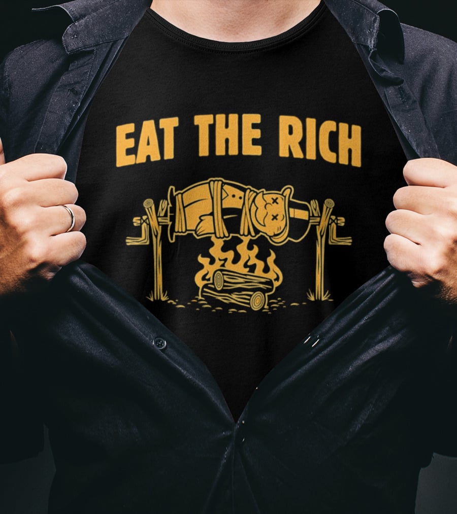 Rich Uncle Pennybags Eat The Rich Spit Roasted Humor Monopoly Man T-Shirt
