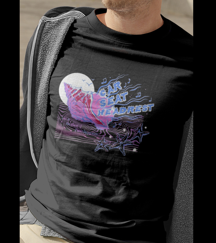 Seashell Car Seat Headrest Lost On The Shores Of Planet Desperation 2026 Moon And Stars Ocean Vibes T-Shirt
