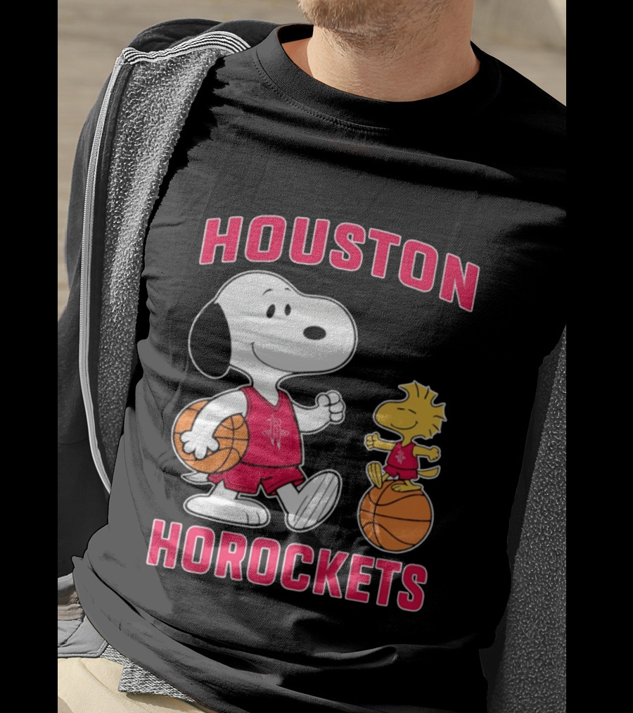 Snoopy Woodstock Houston Rockets Basketball Team T-Shirt