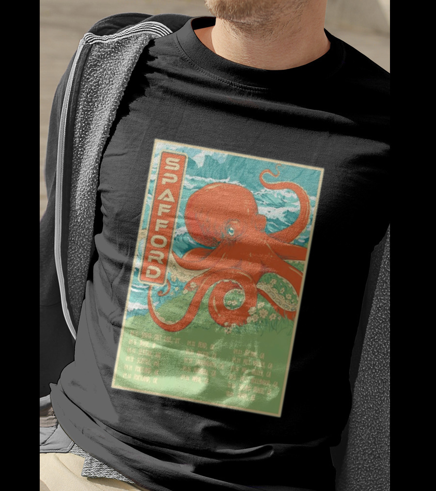 Spafford Fall Tour 2026 Octopus Illustration With Cities And Dates T-Shirt