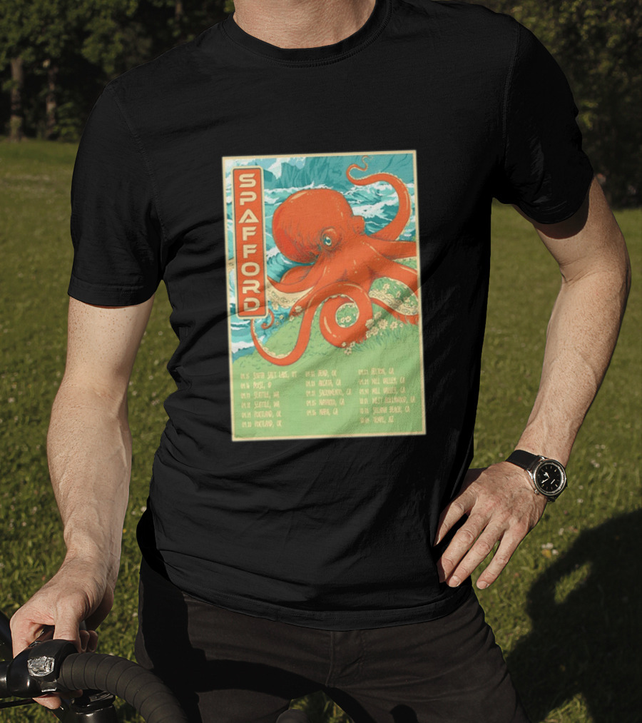 Spafford Fall Tour 2026 Octopus Illustration With Cities And Dates T-Shirt
