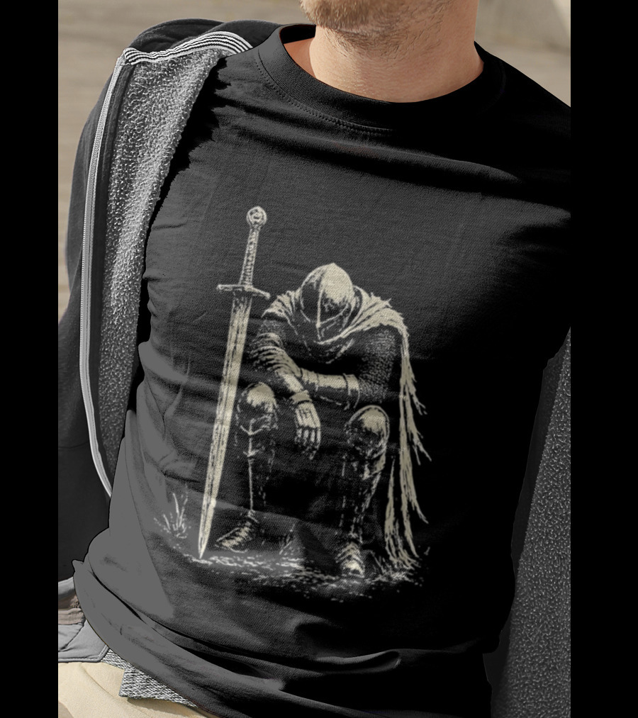 The Betrayed Knight Medieval Warrior With Sword And Cape T-Shirt