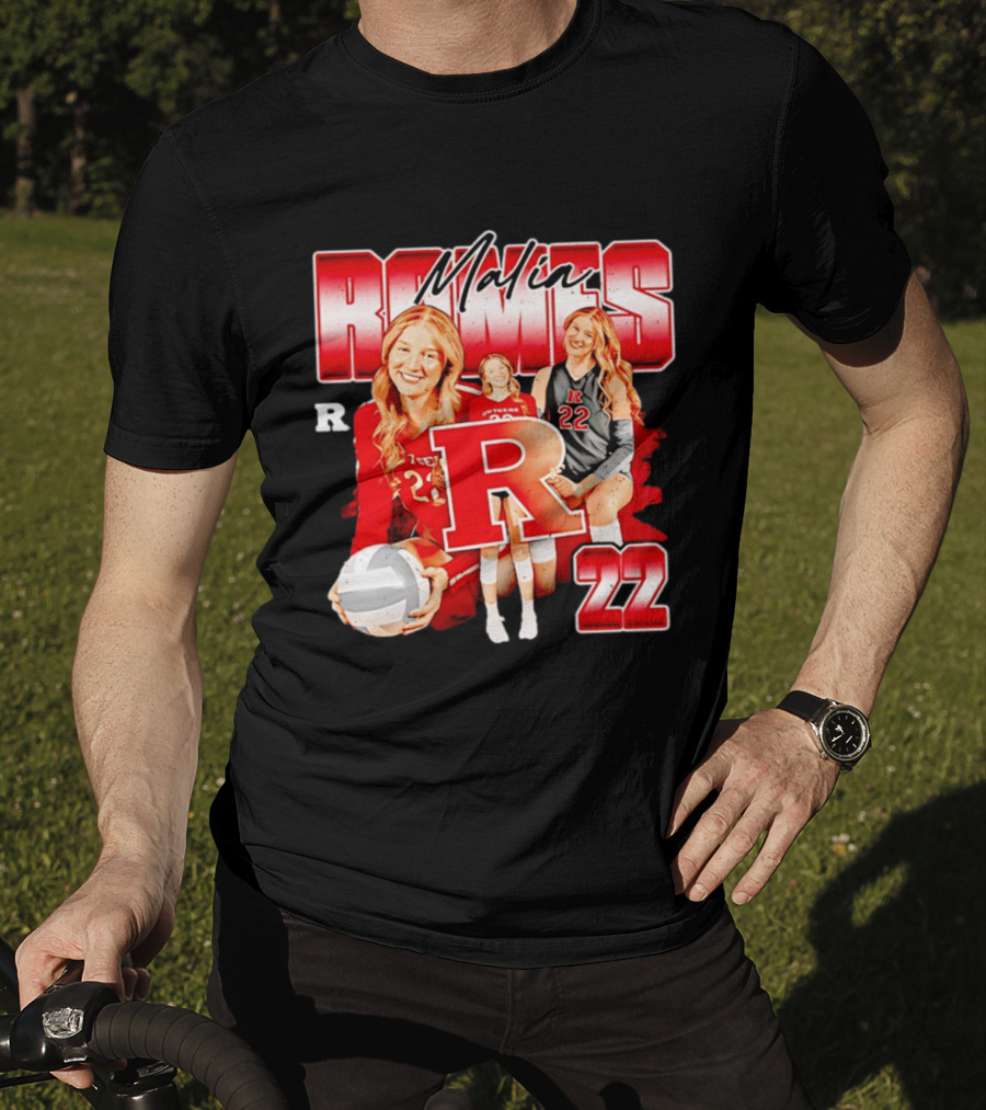 Malia Romes 22 NCAA Women's Volleyball Rutgers Team T-Shirt