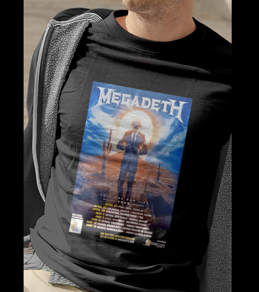 Megadeth 2026 This Was Our Life Tour Mexico Peru Colombia Argentina Chile Dates T-Shirt