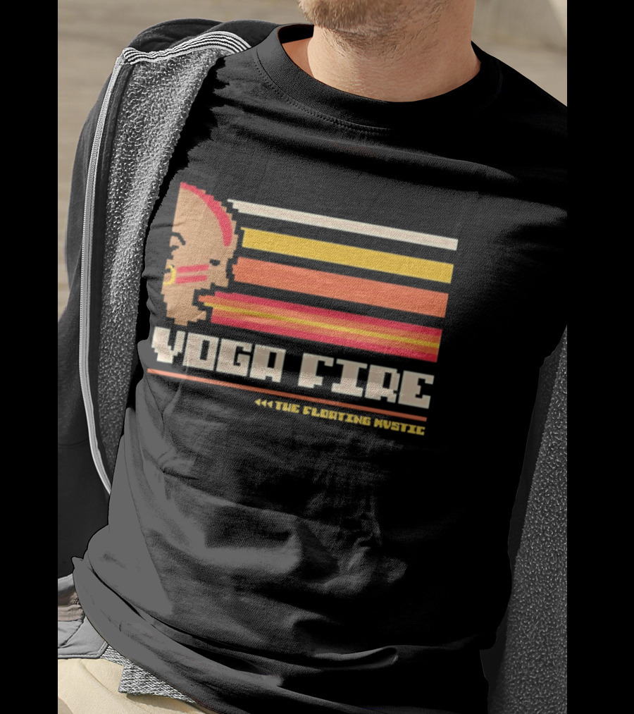 Yoga Fire The Floating Mystic Retro Pixel T-Shirt