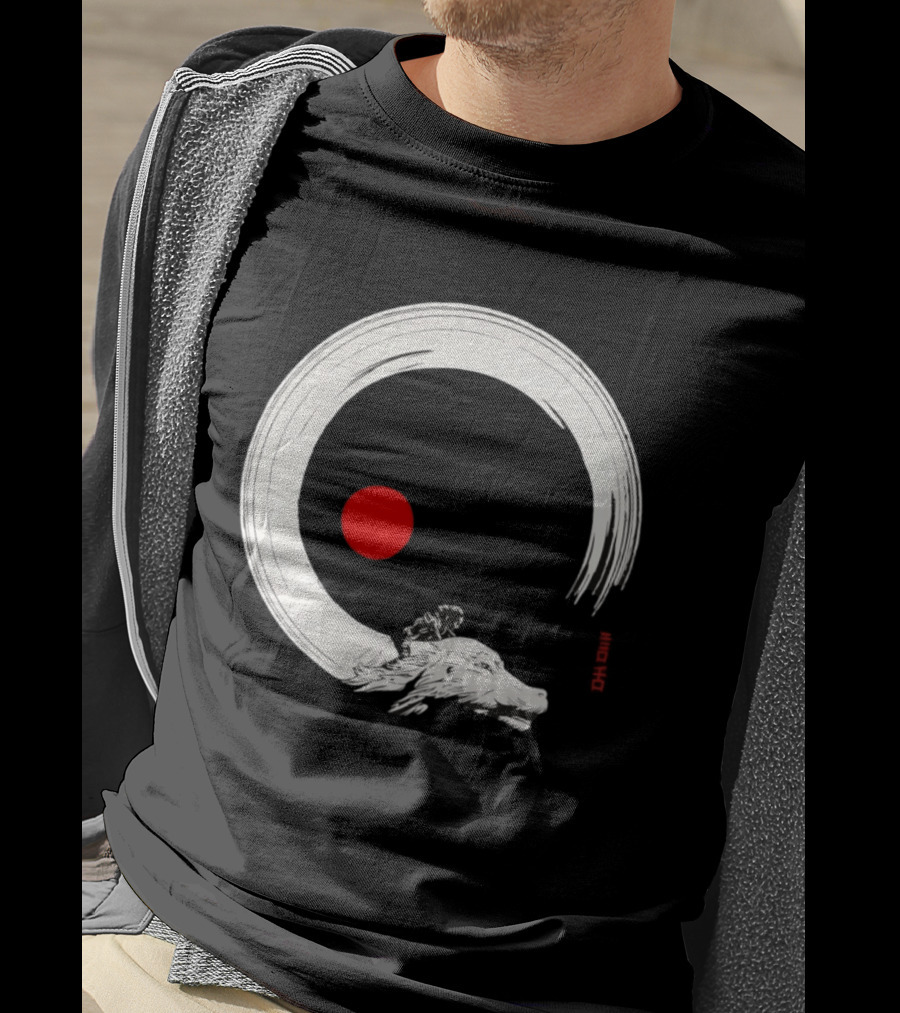 Never Ending Inks Atreyu Falkor The Neverending Story Japanese Enso Circle Red Dot T-Shirt