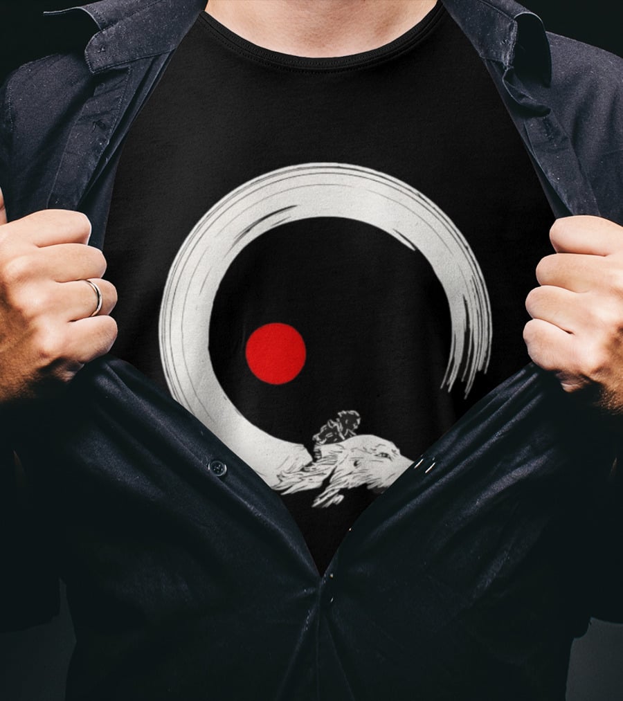 Never Ending Inks Atreyu Falkor The Neverending Story Japanese Enso Circle Red Dot T-Shirt