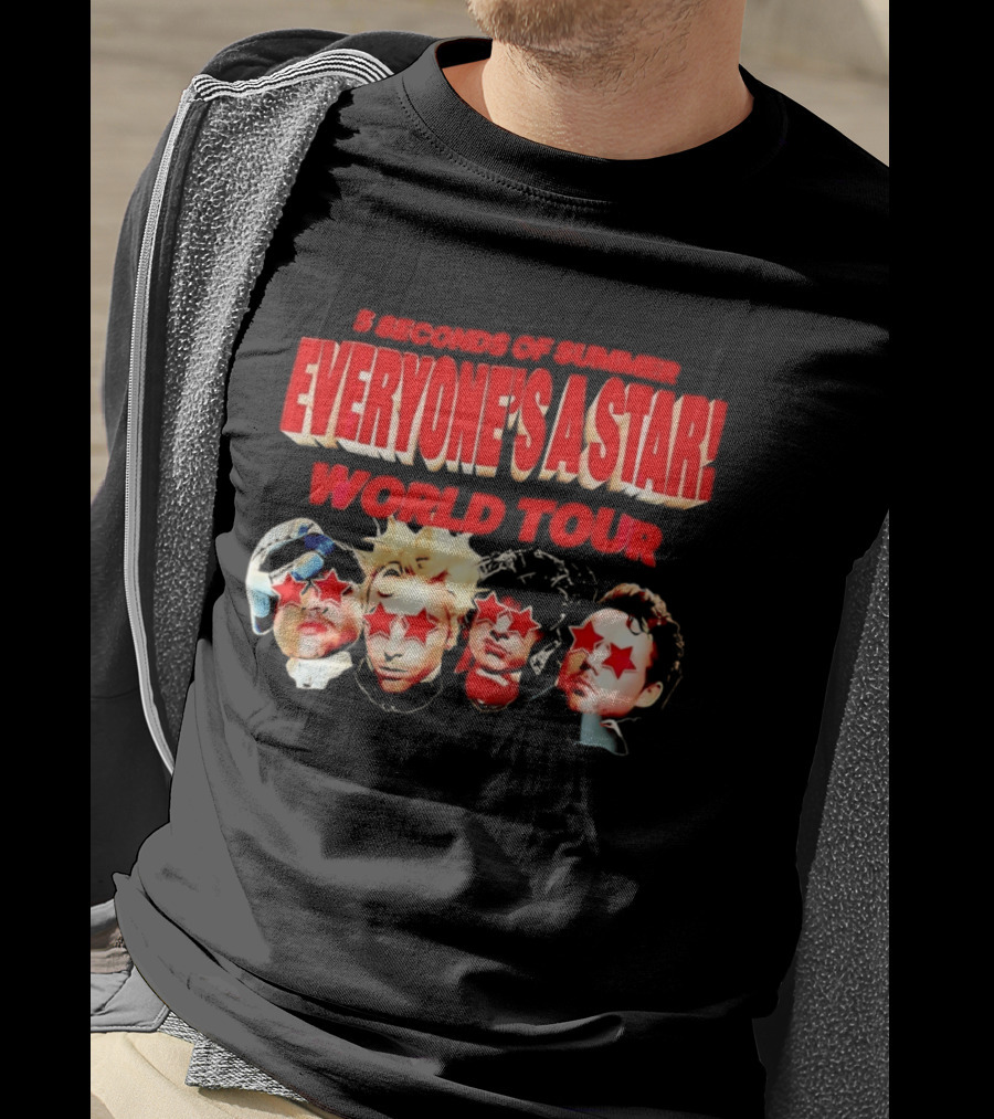 5 Seconds Of Summer Everyone's A Star World Tour Red Star Faces T-Shirt