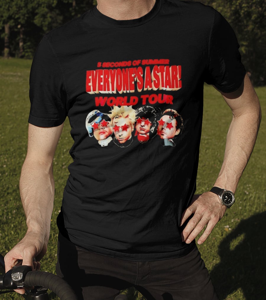 5 Seconds Of Summer Everyone's A Star World Tour Red Star Faces T-Shirt