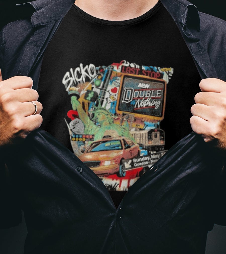 AEW Double Or Nothing 2026 Statue Of Liberty NYC Taxi Sunday May 24 Queens New York T-Shirt