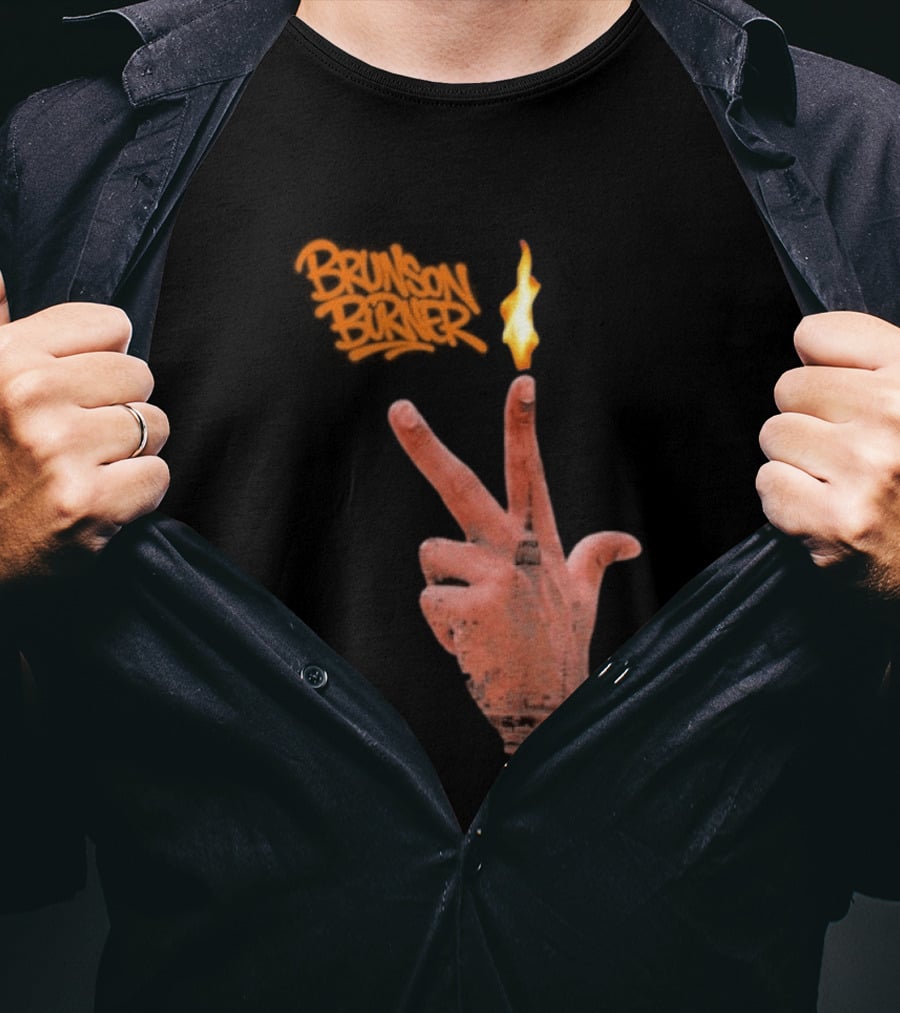 Brunson Burner Flame Hand New York Knicks Jalen Brunson T-Shirt