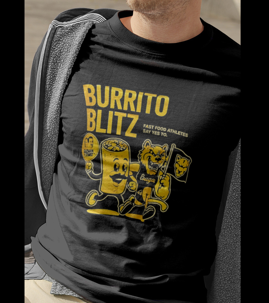 Burrito Blitz Fast Food Athletes Say Yes To Playful Mascot Race T-Shirt