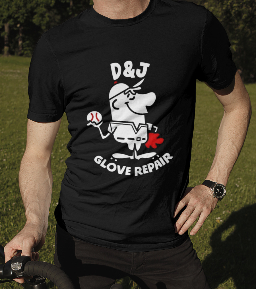 D And J Glove Repair Baseball Cartoon T-Shirt