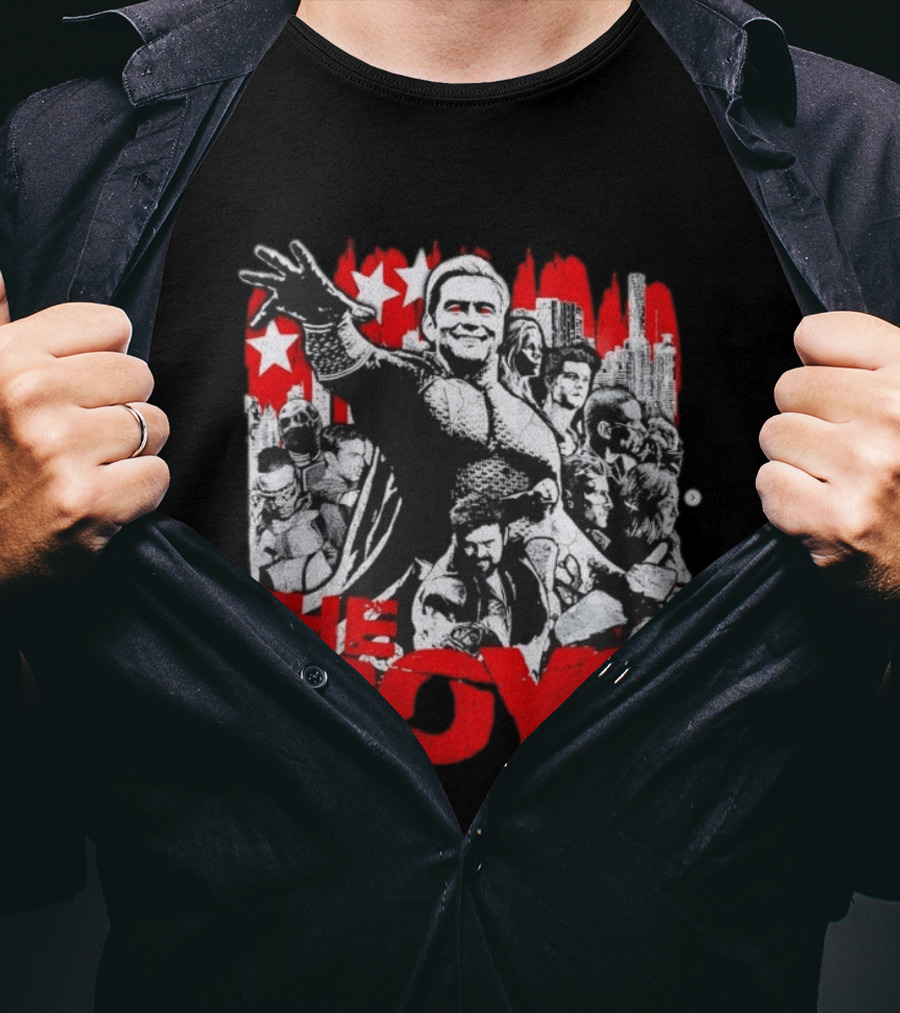 The Boys Homelander Ensemble Distressed Stars And Cityscape T-Shirt