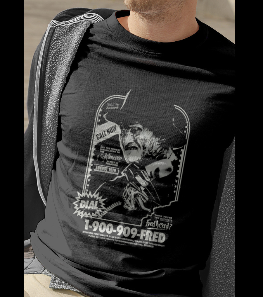 Freddy Krueger Hotline Gutter Garbs Dial 1 900 909 FRED T-Shirt