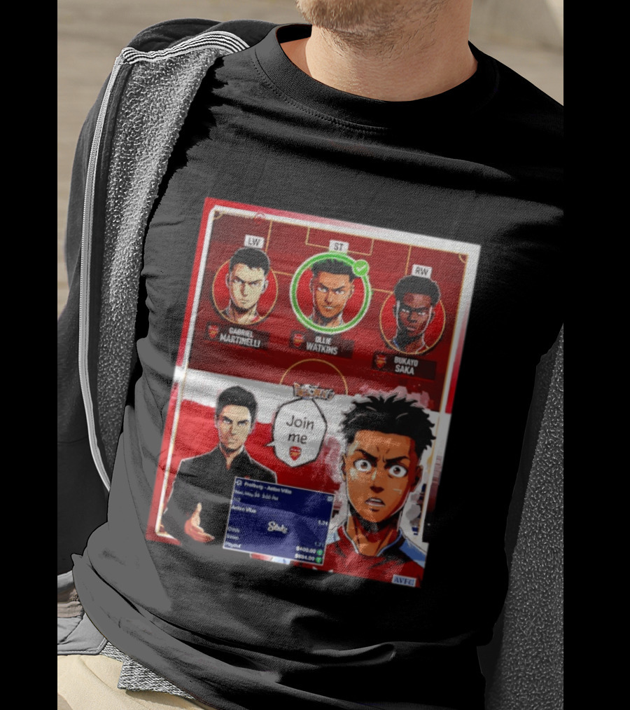 Gabriel Martinelli Ollie Watkins Bukayo Saka Join Me Arsenal Team Anime T-Shirt