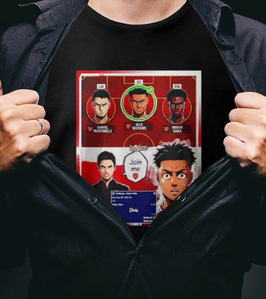 Gabriel Martinelli Ollie Watkins Bukayo Saka Join Me Arsenal Team Anime T-Shirt