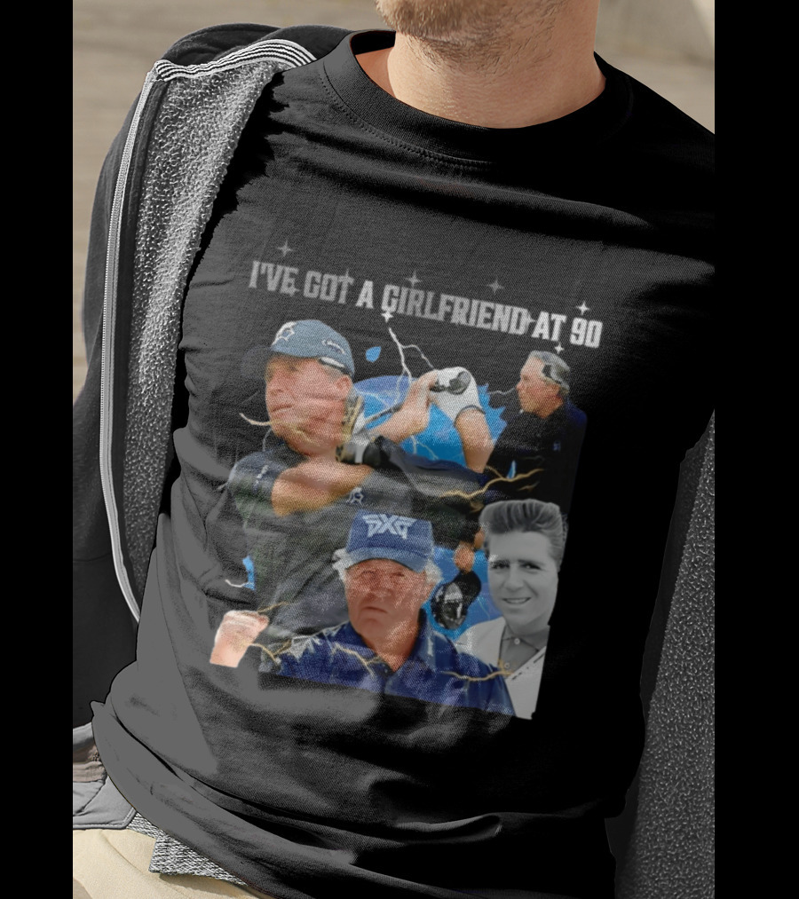 Gary Player I've Got A Girlfriend At 90 Golf Legend Photomontage T-Shirt