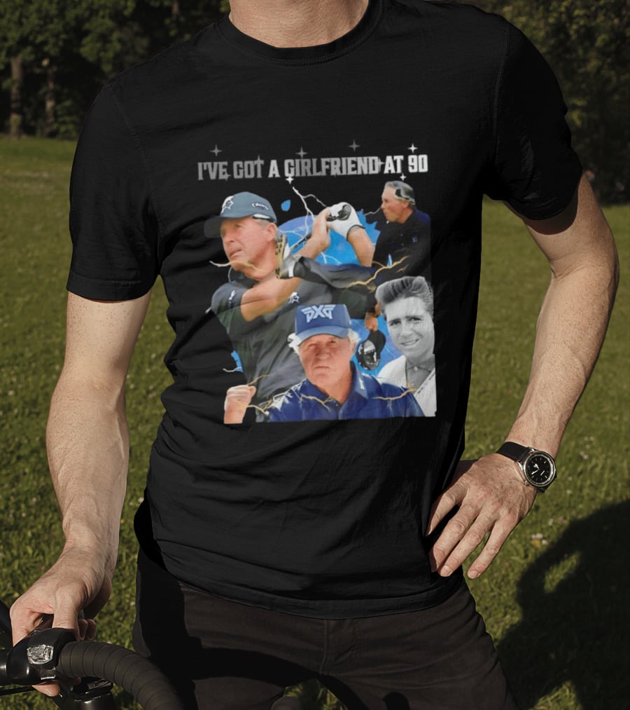 Gary Player I've Got A Girlfriend At 90 Golf Legend Photomontage T-Shirt