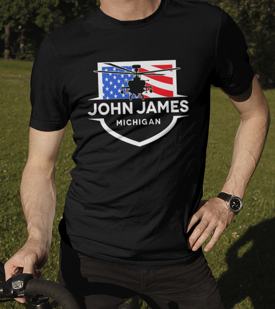 John James Michigan American Flag Helicopter T-Shirt