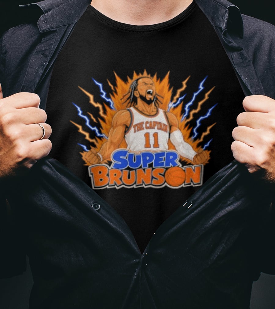 Super Brunson The Captain Jalen Brunson Dragon Ball Crossover Powered Up T-Shirt