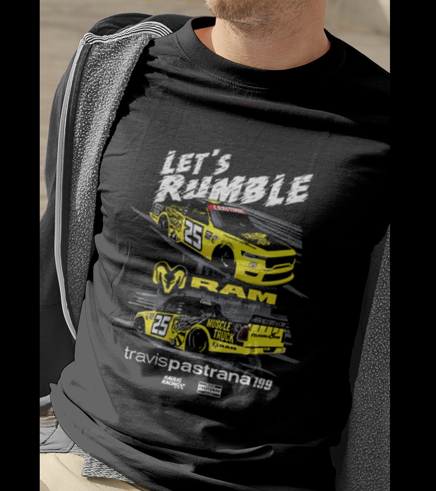 Let's Rumble Travis Pastrana Ram NASCAR Craftsman Truck Series 2 Sided T-Shirt