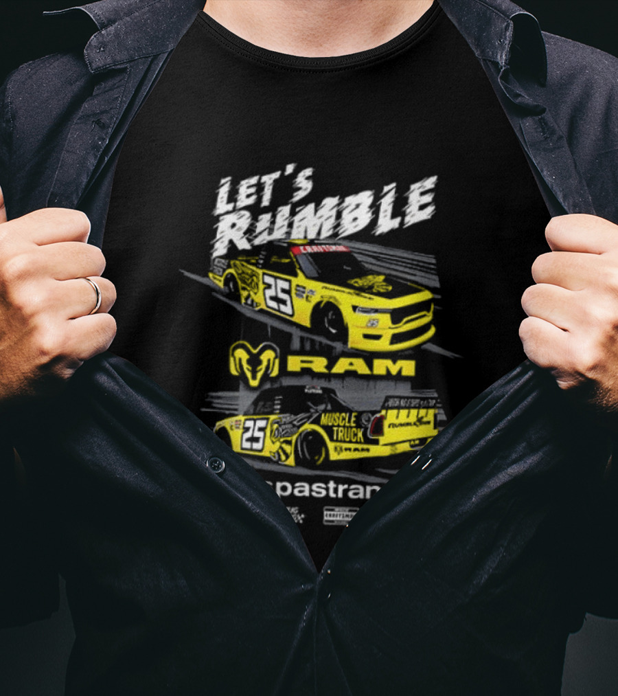 Let's Rumble Travis Pastrana Ram NASCAR Craftsman Truck Series 2 Sided T-Shirt