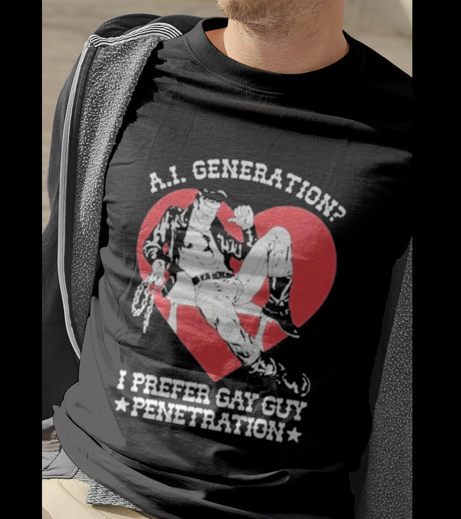 A.I. Generation I Prefer Gay Guy Penetration Heart T-Shirt