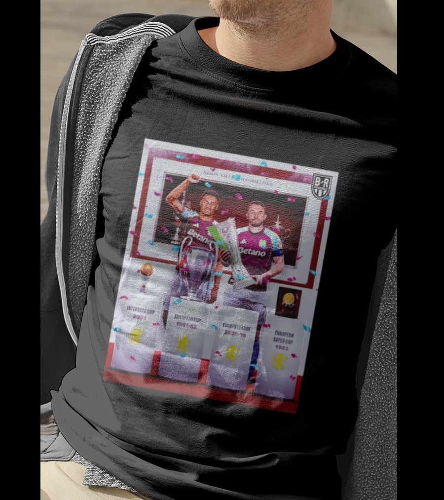 Aston Villa Football Club Europa League 2025 26 European Cup Winners T-Shirt